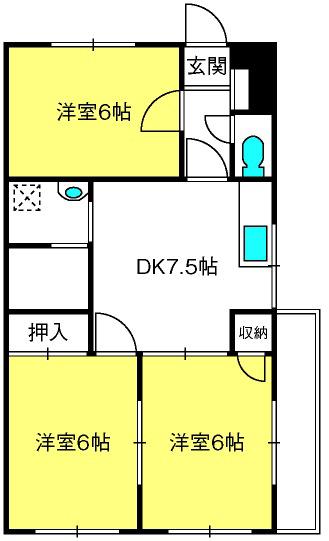 桜花マンション(3DK/3階)の間取り写真