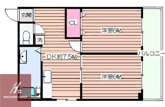 谷田十三マンション(2DK/4階)の間取り写真