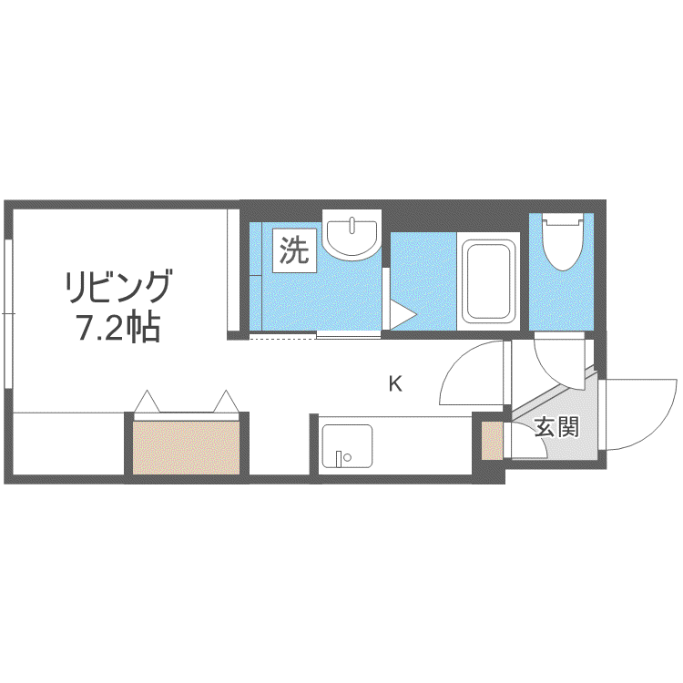 SHERATON札幌元町(1K/2階)の間取り写真