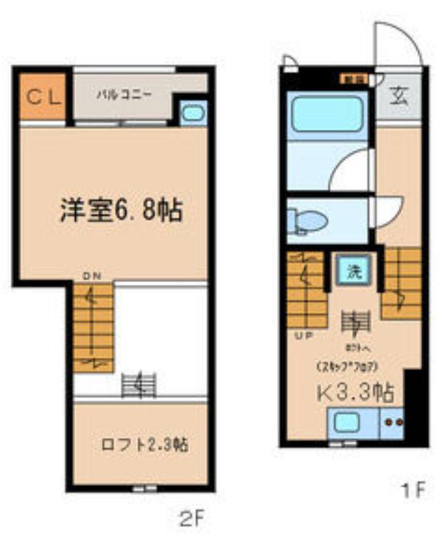 GATHER HOUSE(1K/2階)の間取り写真
