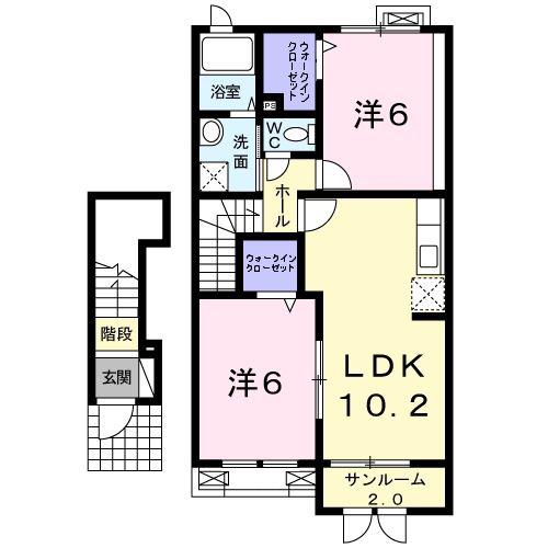 ベル・アルカンシエル(2LDK/2階)の間取り写真