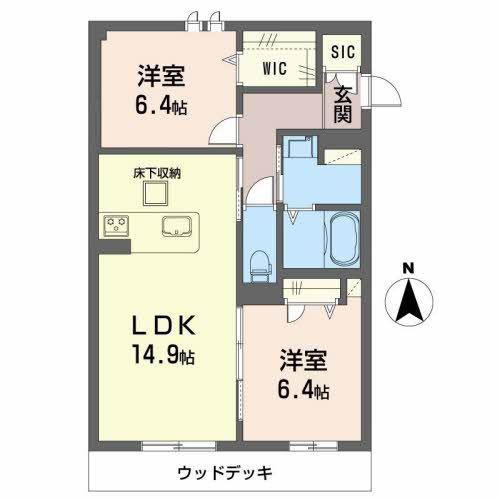 SHAMAISON CIEL(2LDK/1階)の間取り写真