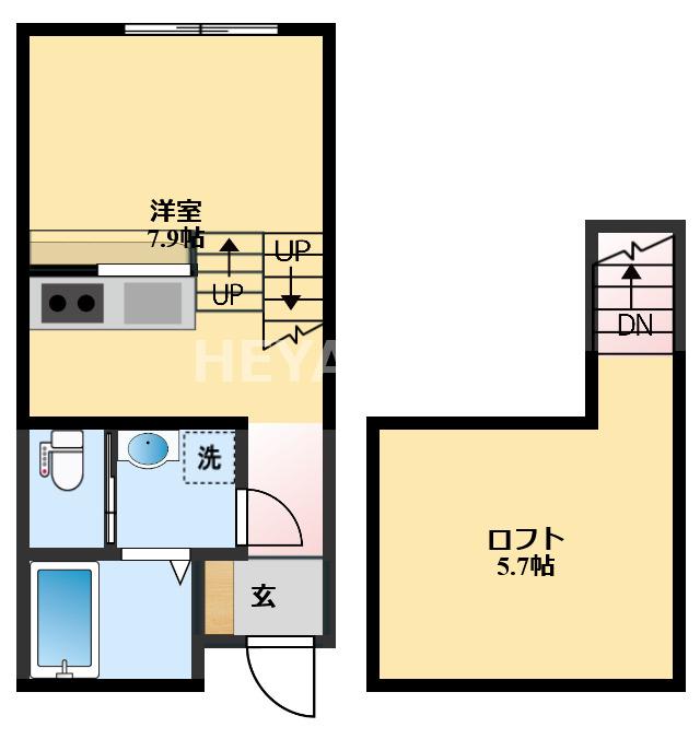 STAGE NISHIGOU A(ワンルーム/2階)の間取り写真