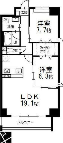 オルソパール伝馬(2LDK/3階)の間取り写真