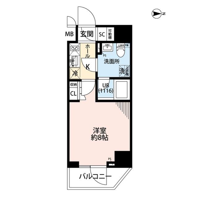 プレール・ドゥーク住吉IV(1K/6階)の間取り写真