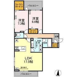 セレスティア檀溪通(2LDK/3階)の間取り写真