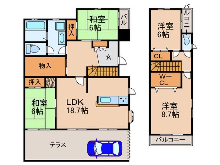 リファイン桜(4LDK/1階)の間取り写真