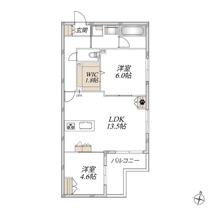 CASA ROOTIS(2LDK/3階)の間取り写真