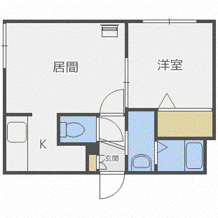 ブランノワール北円山(1LDK/4階)の間取り写真