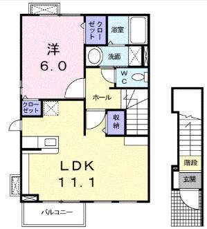 ドミールヒロマエ(1LDK/2階)の間取り写真