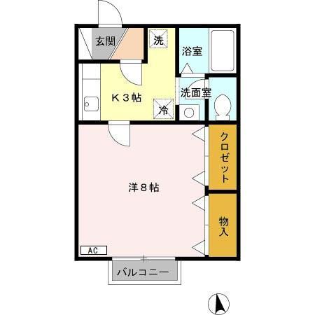 セジュールエトワール(1K/1階)の間取り写真