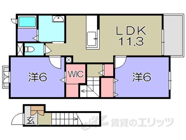 プラシードII(2LDK/2階)の間取り写真