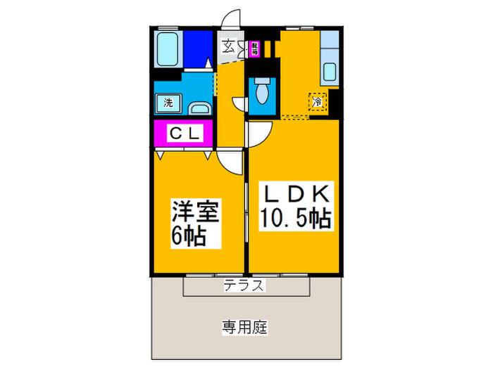 ハウスアムノルデン(1LDK/1階)の間取り写真