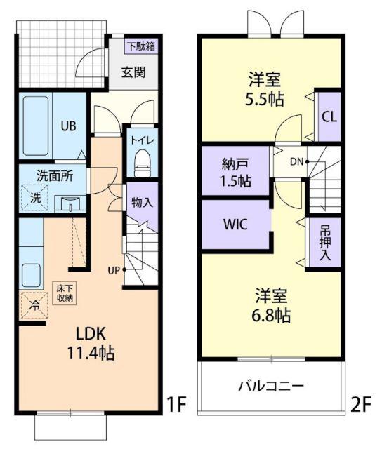 ROSAGE A(2LDK/1階)の間取り写真