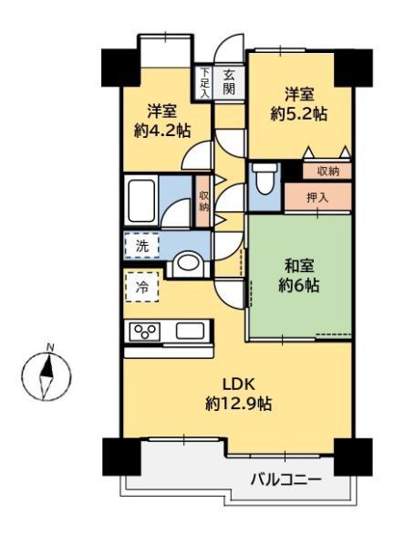 プレシアスコート松戸(3LDK/4階)の間取り写真