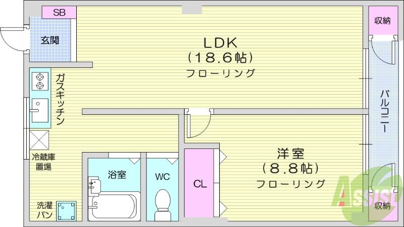 グリーンハイツコーポ(1LDK/4階)の間取り写真