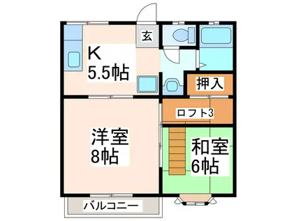 サンハイツ高橋(2K/2階)の間取り写真