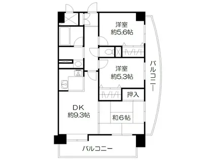 ライオンズマンション開運橋(3DK/12階)の間取り写真