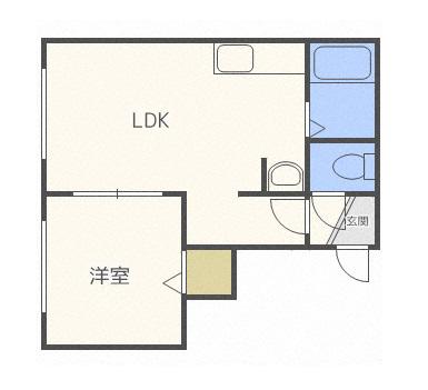 サウス厚別(1LDK/3階)の間取り写真