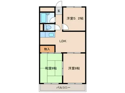 淀川中央マンション(3LDK/4階)の間取り写真