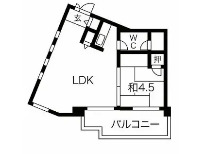 第2エステート松尾(1LDK/1階)の間取り写真