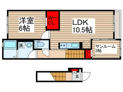 ファインハウスIV(1LDK/2階)の間取り写真