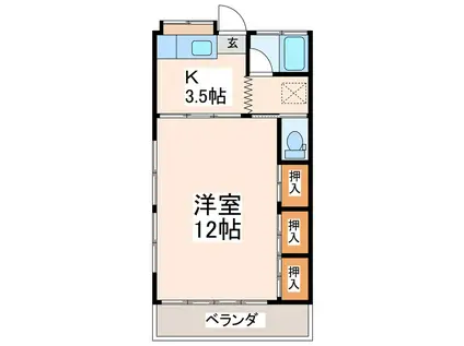 土田ハイツ(1K/2階)の間取り写真