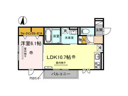 カルム アビタシオン北出島(1LDK/3階)の間取り写真