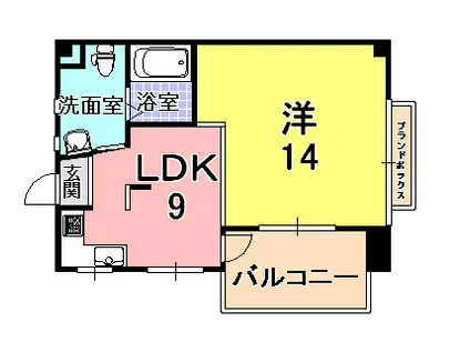 神戸マンション(1LDK/3階)の間取り写真