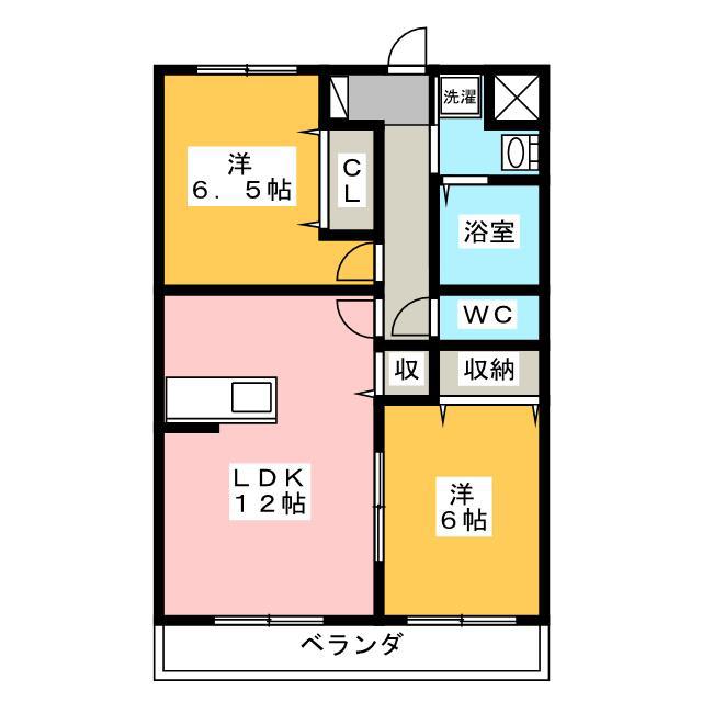 D-ROOM高丘西(2LDK/3階)の間取り写真