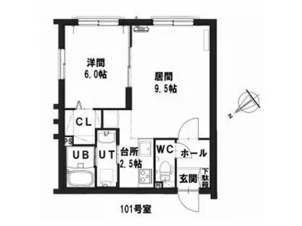 グランメール 東札幌4ー2(1LDK/1階)の間取り写真
