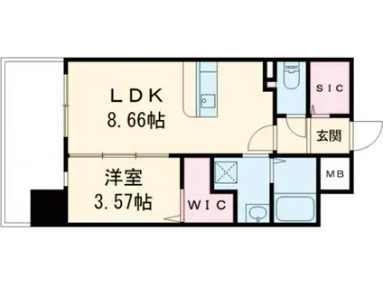 リファレンス六本松(1LDK/3階)の間取り写真
