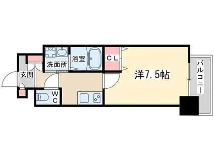 ラドゥセール梅田ウエスト(1K/3階)の間取り写真