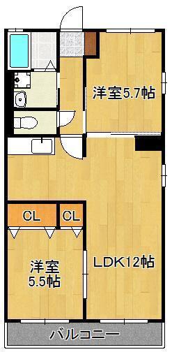 ビューテラス清田Ⅱ(2LDK/1階)の間取り写真