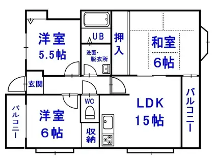 葵マンション(3LDK/3階)の間取り写真