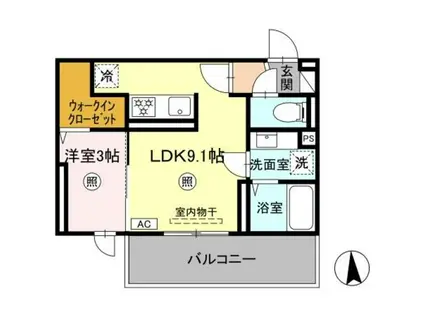 AUGUSTA(1LDK/2階)の間取り写真