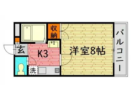 東子ハイツC棟(1K/3階)の間取り写真