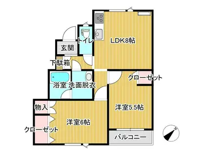 メゾンセイコーII(2DK/1階)の間取り写真
