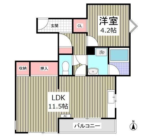 鎌倉ピュアハイム(1LDK/1階)の間取り写真