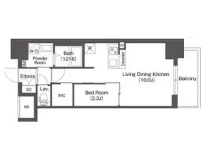 コンフォリアリヴ北浜平野町(1LDK/5階)の間取り写真