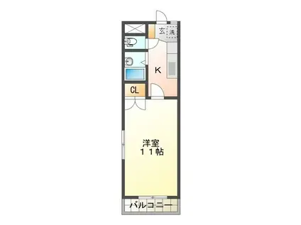 イルマーレ(1K/1階)の間取り写真