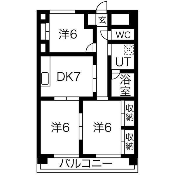 レジデンスTOYOUKE(3DK/8階)の間取り写真