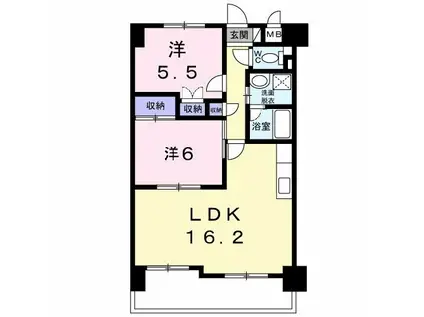 スカイライフII(2LDK/4階)の間取り写真