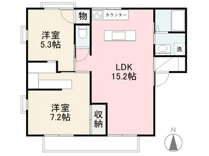 平石ハイツA・B(2LDK/2階)の間取り写真