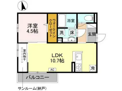 にゅうまごびれっじIV(1SLDK/2階)の間取り写真