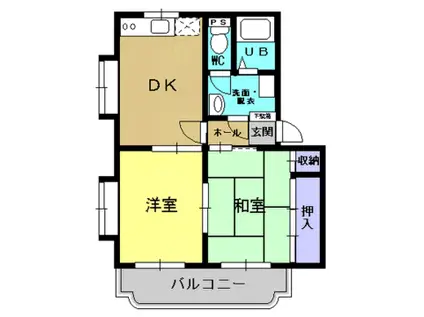 ソレイユ伊敷(2DK/3階)の間取り写真