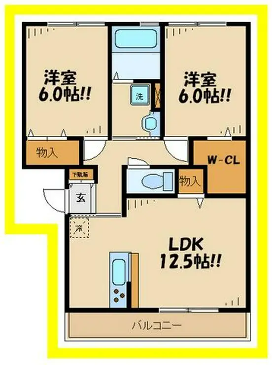 ラ・テールドゥ 3階階 間取り