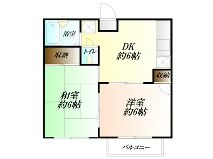 ガーデンハイツC(2DK/2階)の間取り写真