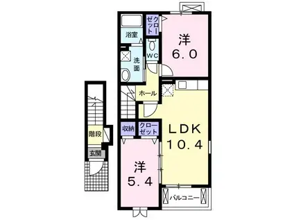 メゾン モデルヌ B(2LDK/2階)の間取り写真