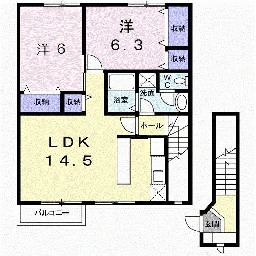 エクセレント・川田(2LDK/2階)の間取り写真